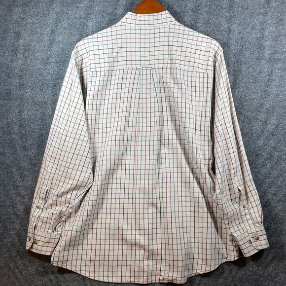 Pendleton Broadway Cloth Button Shirt Men's L Cream Red/Blue Check Long Sleeve - Picture 11 of 12